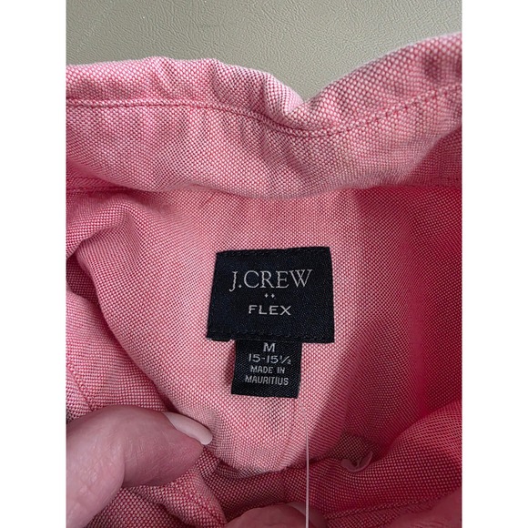 J Crew Men sz M Flex Oxford Button Down Shirt.  Coral Pink Cotton Long Sleeve - Picture 4 of 8